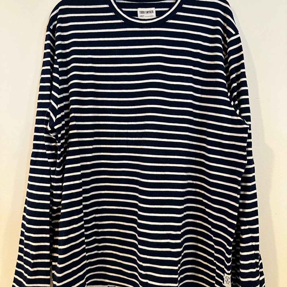 Todd Snyder Navy and White Striped Shirt